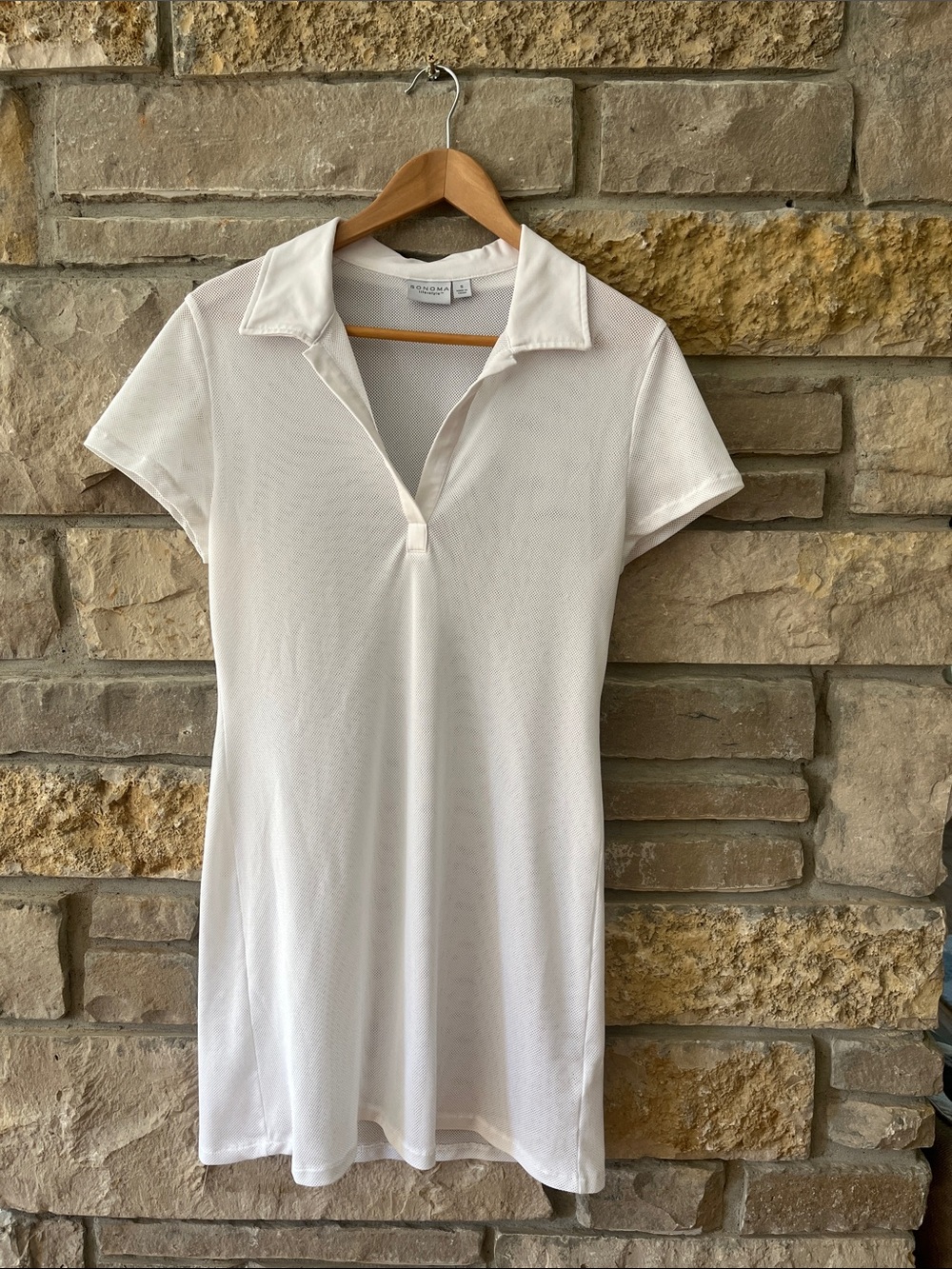 Sonoma White Mesh Short-Sleeve Polo Swim Cover Dress Size Small